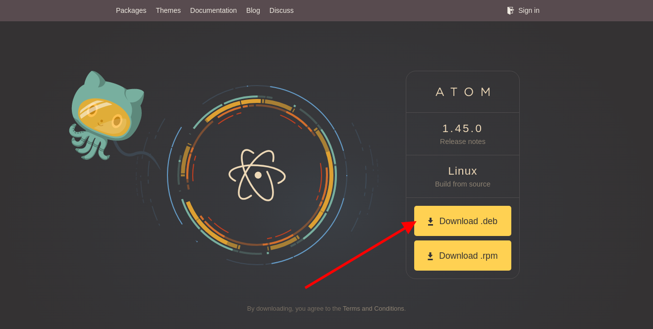 Главная страница atom.io